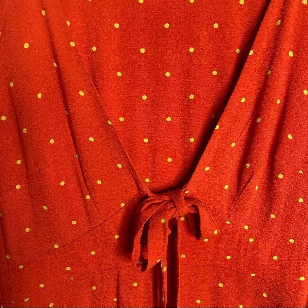 Free People All Yours Mini Dress Polka Dot Flame Red Size 8 Medium